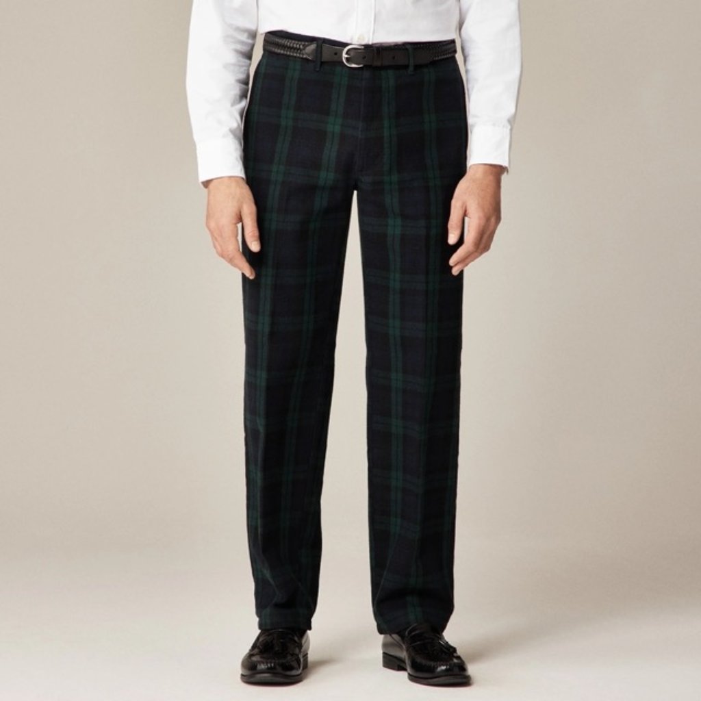 J Crew Straight-Fit Brushed Twill Trouser In Black Watch Tartan * Size 33/30